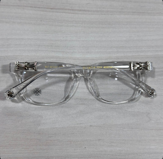Clear and Silver Chrome Glasses