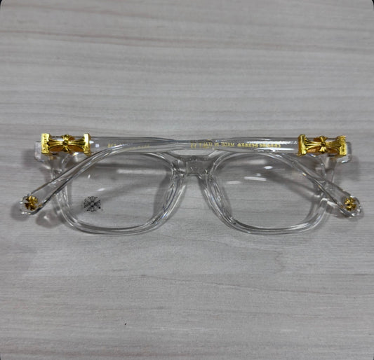 Clear and Gold Chrome Glasses